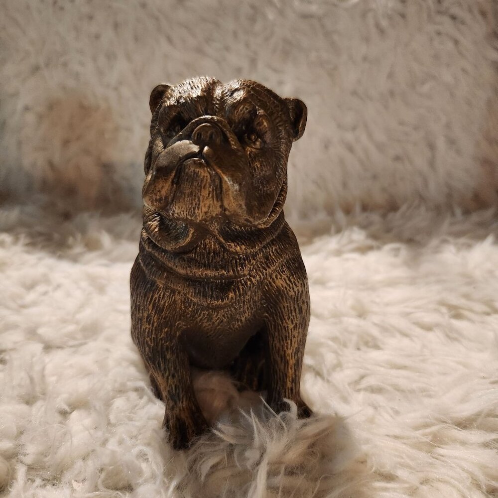Vintage Bronze Bulldog Figurine Door Stop Paperweight Animals